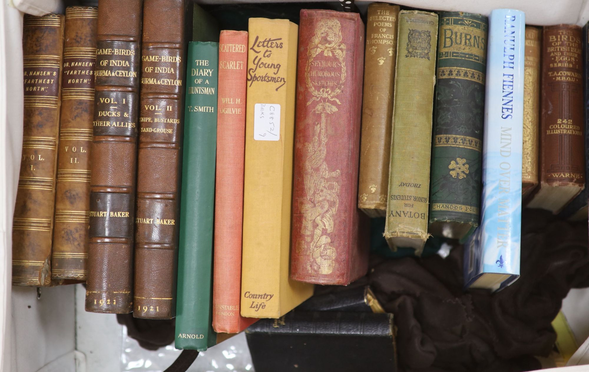 Game Birds of India, Burma & Ceylon, vols 1 and 2 and Dr Nansens Farthest North, vols 1 and 2, together with various other books